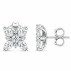14K White Gold Marquise Diamond Flower Stud Earring (1.00 cttw, H-I Color, SI1-SI2 Clarity)