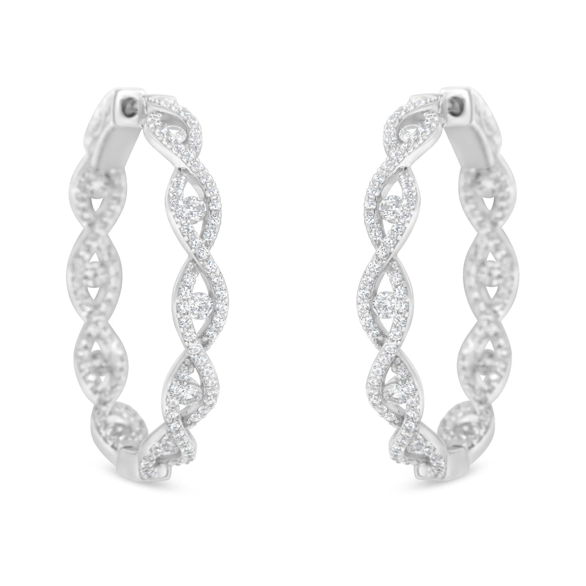 10K White Gold Diamond Hoop Earrings (1 1/2 cttw, H-I Color, I1-I2 Clarity)