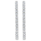 14K White Gold 2.0 Cttw Round Brilliant Cut Diamond Oblong Hinged Leverback Hoop Earrings (I-J Color, I1-I2 Clarity)
