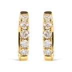 10K Yellow Gold 1/2 Cttw Round-Cut Diamond Hoop Earrings