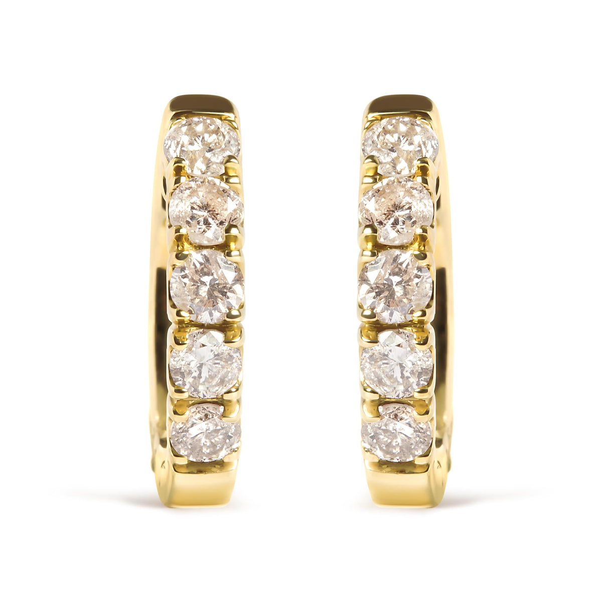 10K Yellow Gold 1/2 Cttw Round-Cut Diamond Hoop Earrings