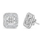 10K White Gold 1.00 Cttw Diamond Composite and Halo Stud Earrings (I-J Color, I1-I2 Clarity)