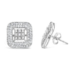 10K White Gold 1.00 Cttw Diamond Composite and Halo Stud Earrings (I-J Color, I1-I2 Clarity)