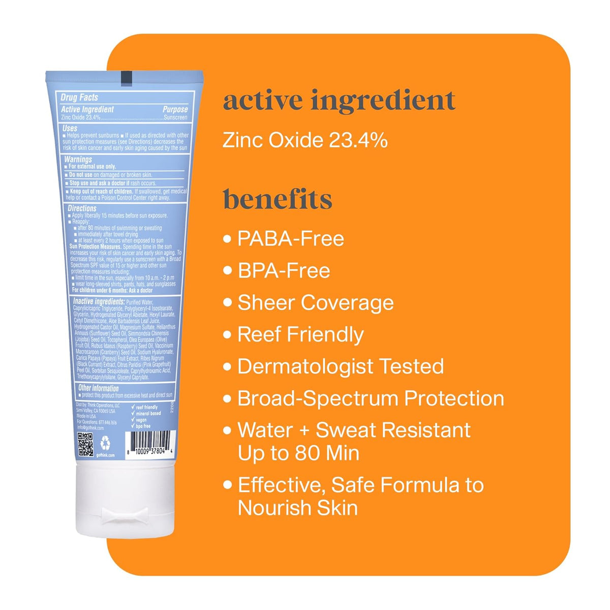 Thinksport Sunscreen SPF 50+, 3 fl oz (Case of 2)