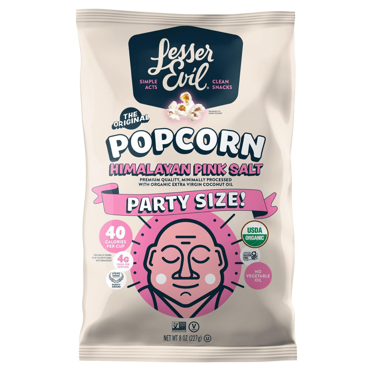 LesserEvil Organic Himalayan Pink Salt Popcorn, 8 oz (Case of 7)