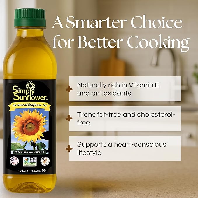 Sunflower Oil | Pack of 4 | 8 oz | Non GMO, Gluten & Nut Free, Vegan | Simply Sunflower