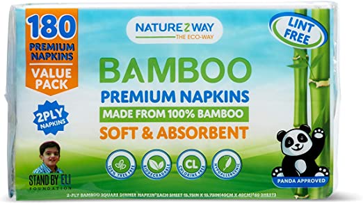Naturezway Bamboo White Napkins, 180 ct (Case of 12)