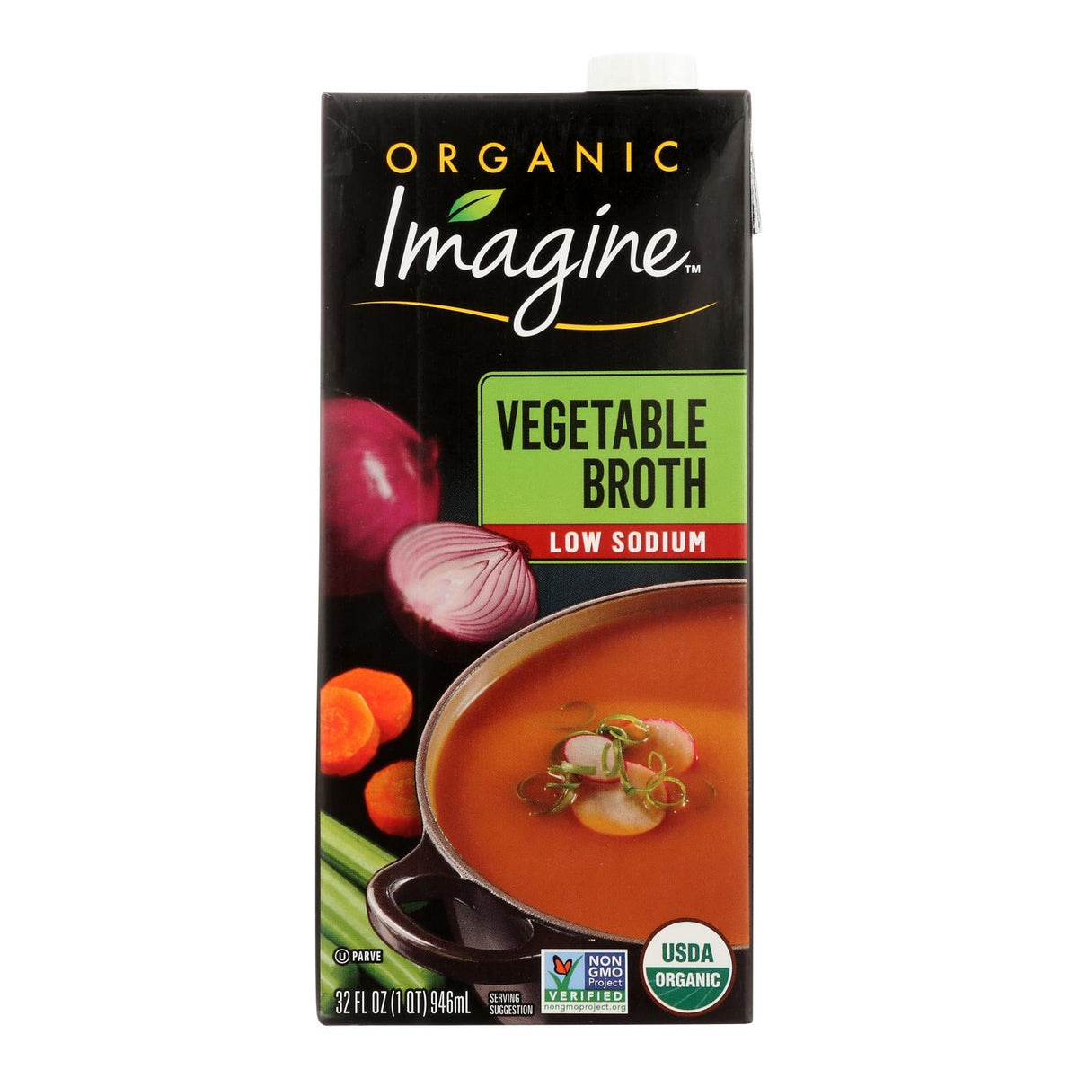 Imagine Low Sodium Vegetable Broth, 32 fl oz (Case of 6)