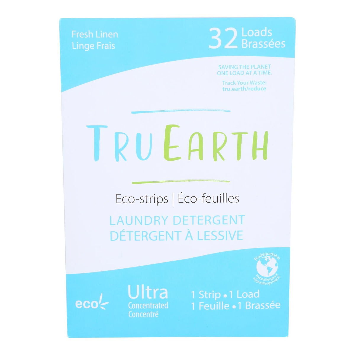 Tru Earth Eco Laundry Detergent, Fresh Linen, 32 ct (Case of 12)