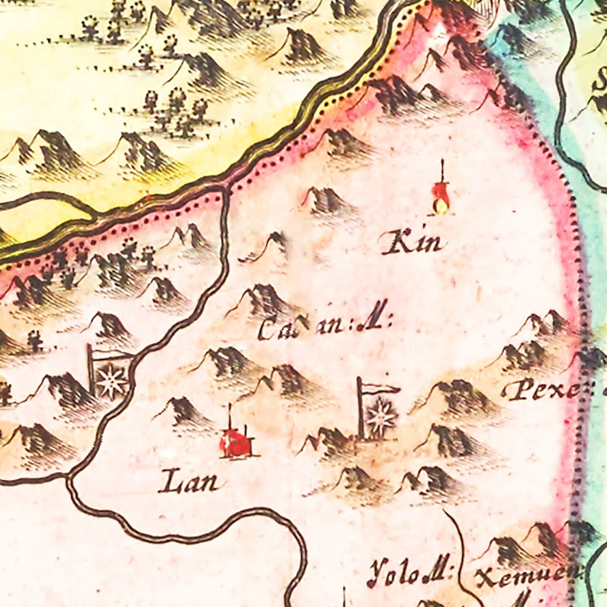Vintage Map of Xensi, China 1665