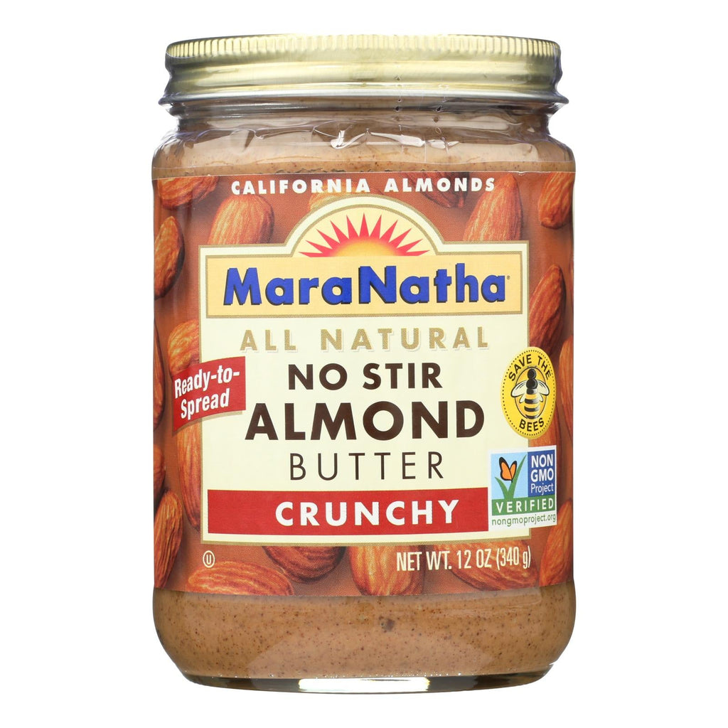 Maranatha Natural Foods Almond Butter - No Stir Crunch (Pack of 6) 12 Oz Jars