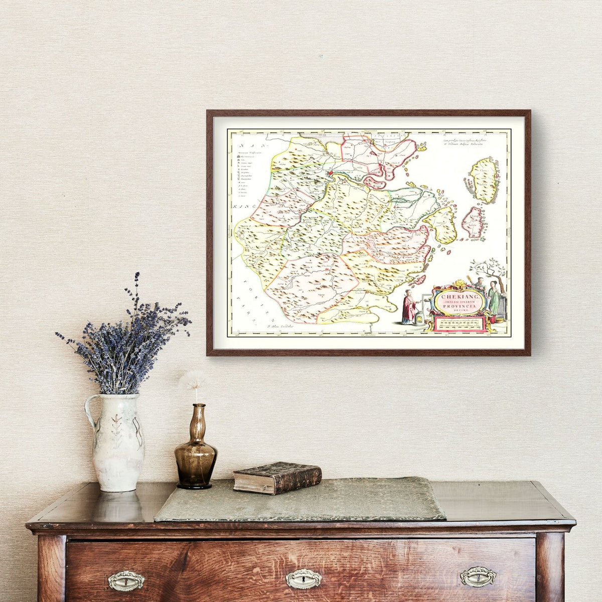 Vintage Map of Zhejiang, China 1665