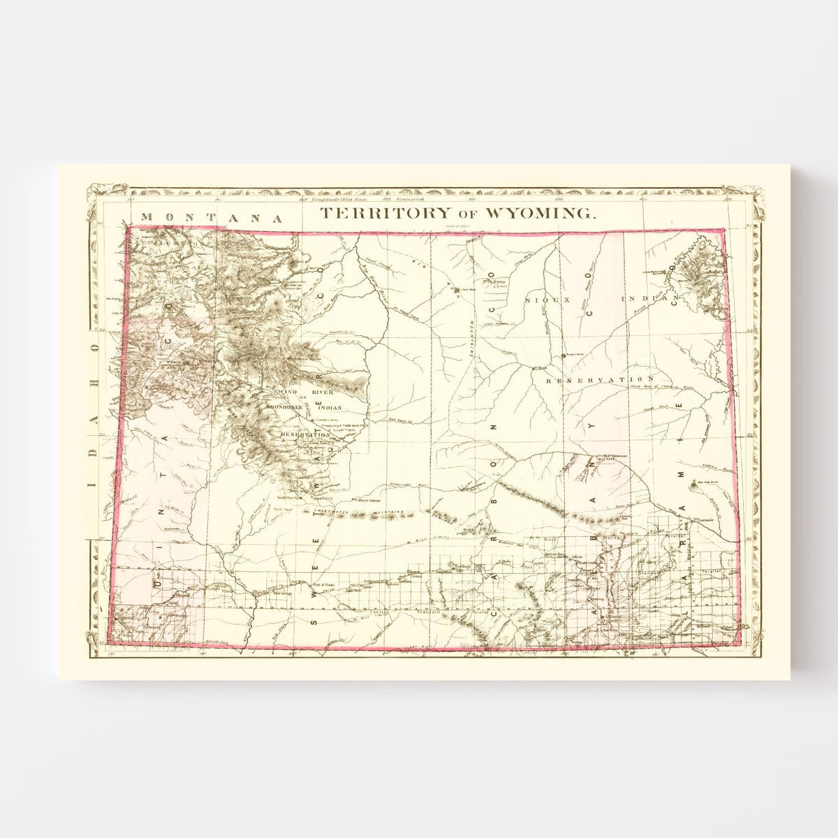 Vintage Map of Wyoming 1880