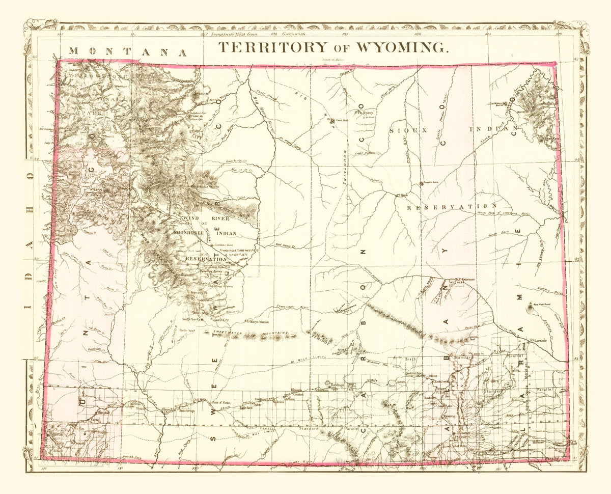 Vintage Map of Wyoming 1880