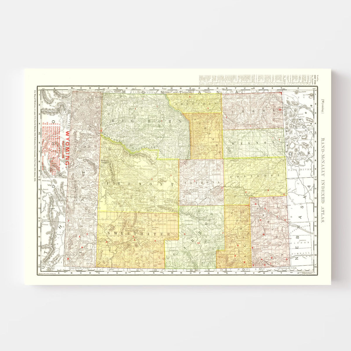 Vintage Map of Wyoming 1908