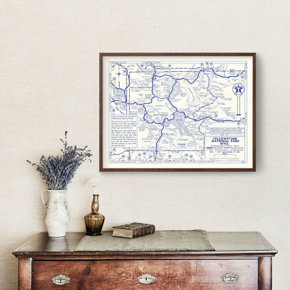 Vintage Yellowstone National Park Map 1930