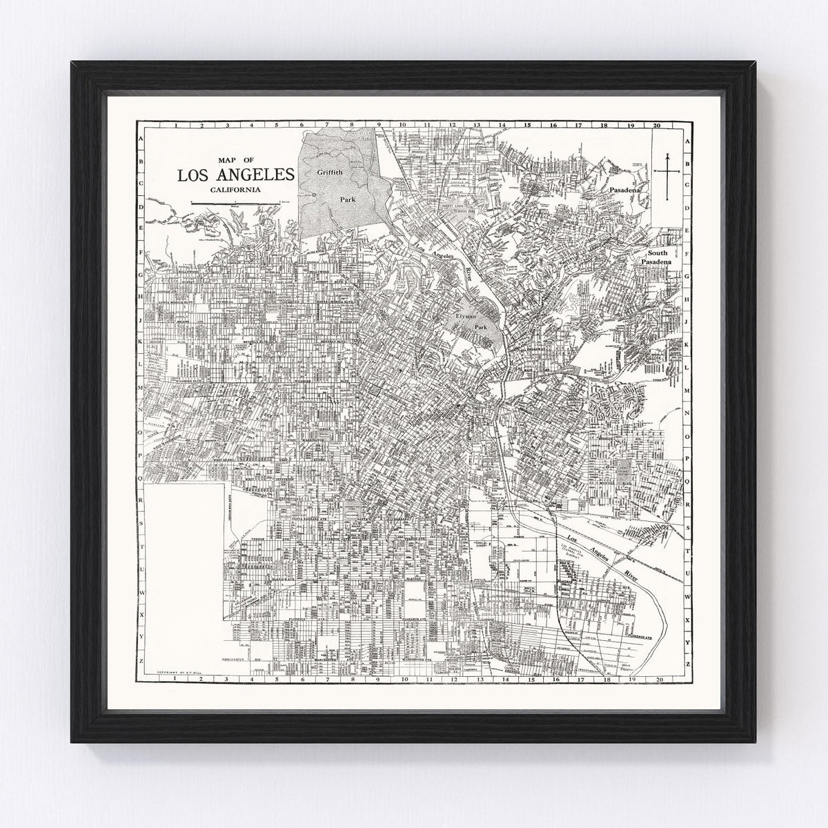 Vintage Map of Los Angeles, California 1929