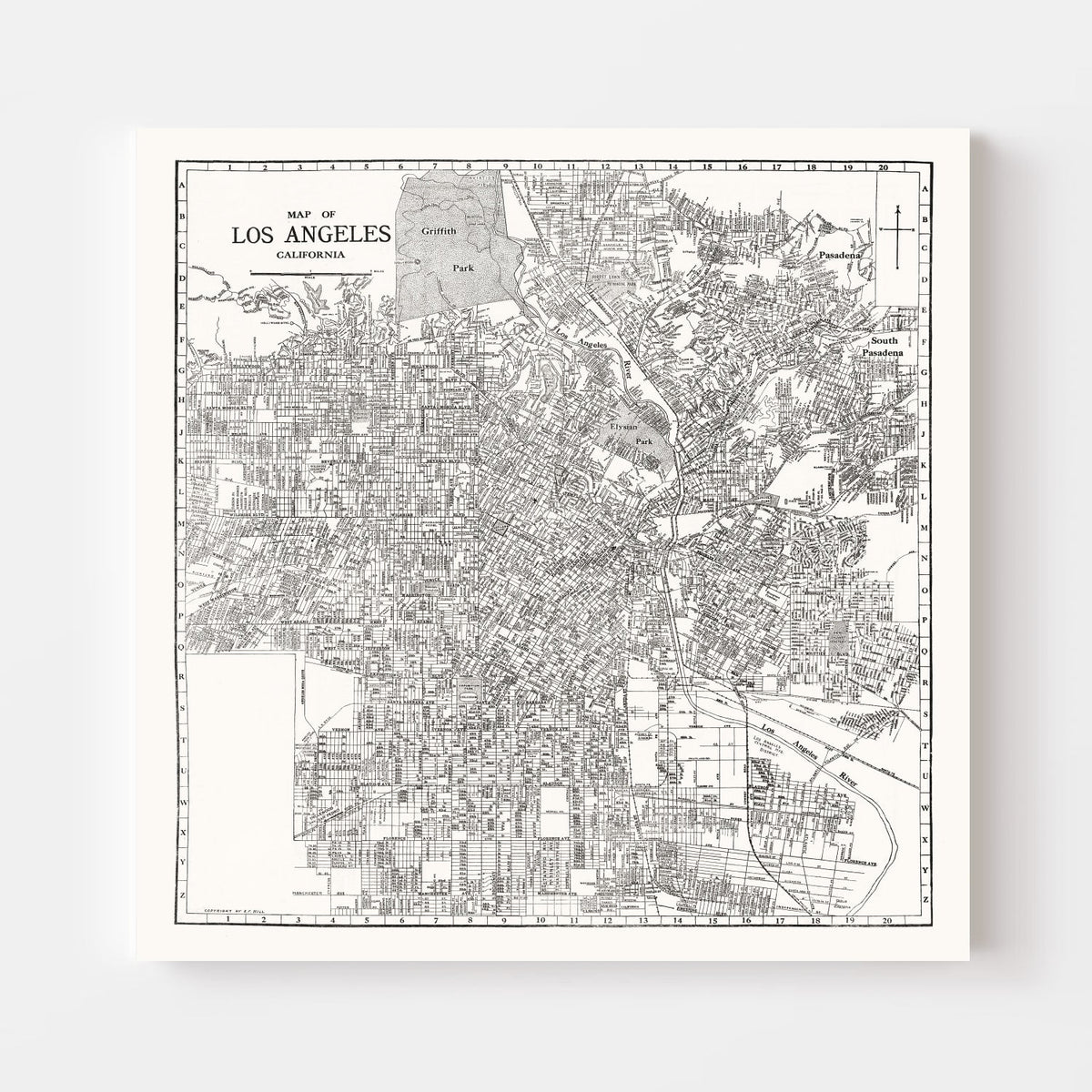 Vintage Map of Los Angeles, California 1929