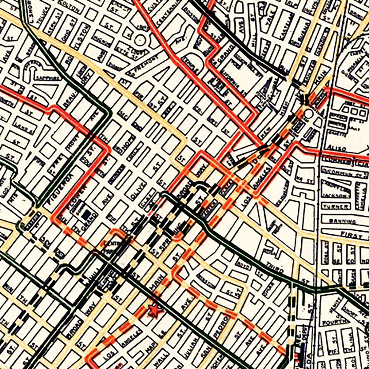 Vintage Railway Map of Los Angeles 1906