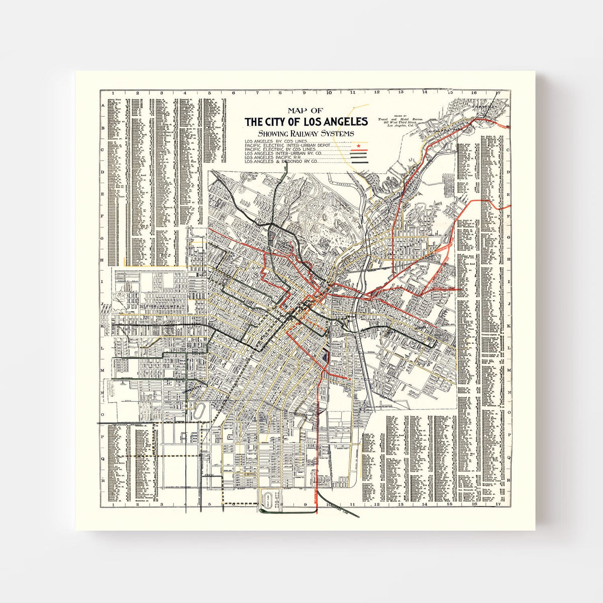 Vintage Railway Map of Los Angeles 1906