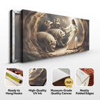 Jesus Protects The Lamb From Wolves Faith Wall Art III