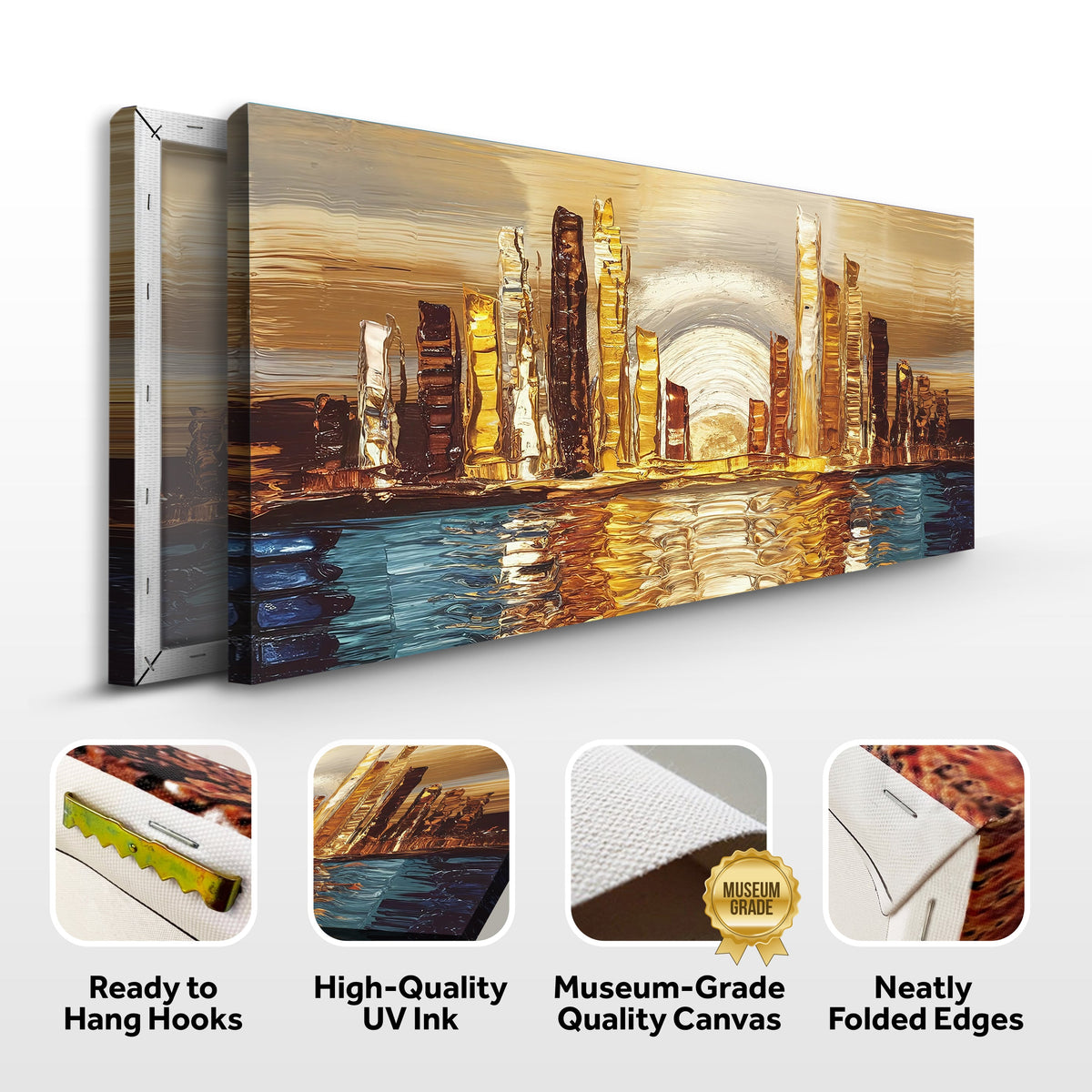Golden Metropolis Abstract Impasto Wall Art