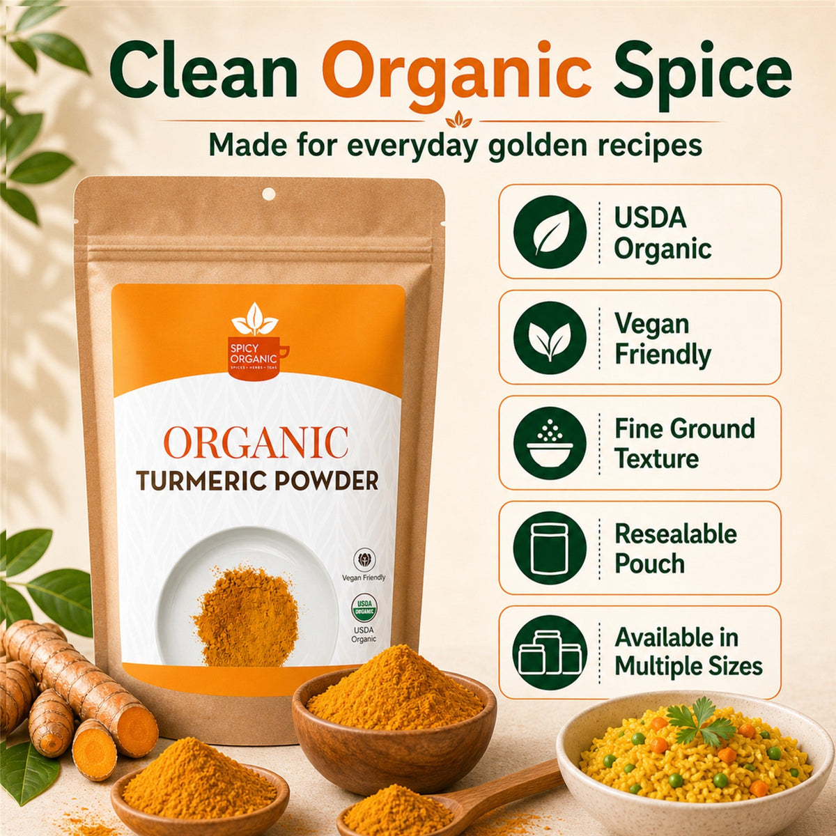 Organic Turmeric Powder – For Golden Milk & Curries
