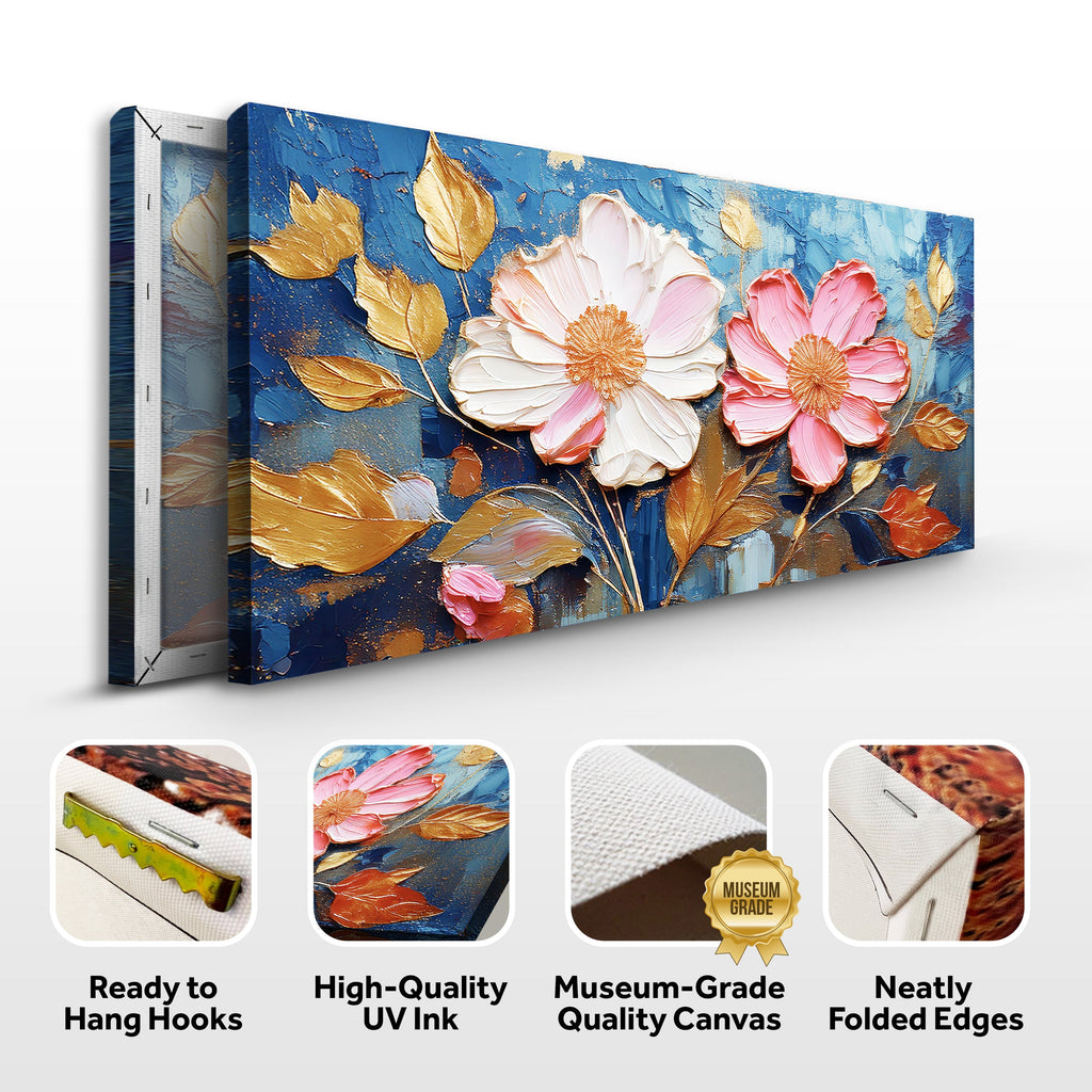 Golden Petals Impasto Wall Art