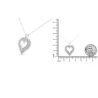 .925 Sterling Silver 4 Cttw Round-Cut Double Row Composite Diamond Heart 18" Pendant Necklace (K-L Color, I1-I2 Clarity)