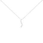 14K White Gold 3.0 Cttw Round-Brilliant & Baguette Cut Diamond S Shaped Graduated 18" Pendant Necklace (I-J Color, I2-I3 Clarity)