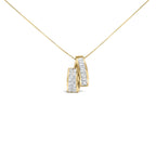 14K Yellow Gold 1 5/8 Cttw Princess and Baguette Diamond Duo Bar Pendant Necklace (G-H Color, VS2-SI1 Clarity) - 18"