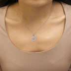 Two Tone .925 Sterling Silver 1/5 cttw Diamond "Mom" and Heart Pendant Necklace (H-I, I1-I2)