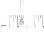 Two Tone .925 Sterling Silver 1/5 cttw Diamond "Mom" and Heart Pendant Necklace (H-I, I1-I2)