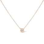 10K Rose Gold 1/2 Carat Round Brilliant-Cut Diamond Modern Bezel-Set Solitaire 16"-18" Pendant Necklace (H-I Color, SI2-I1 Clarity)
