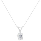 IGI Certified 10K White Gold 3/8 cttw Prong Set Diamond Oval Pendant Necklace (I-J Color, I1 Clarity) - Size 18"