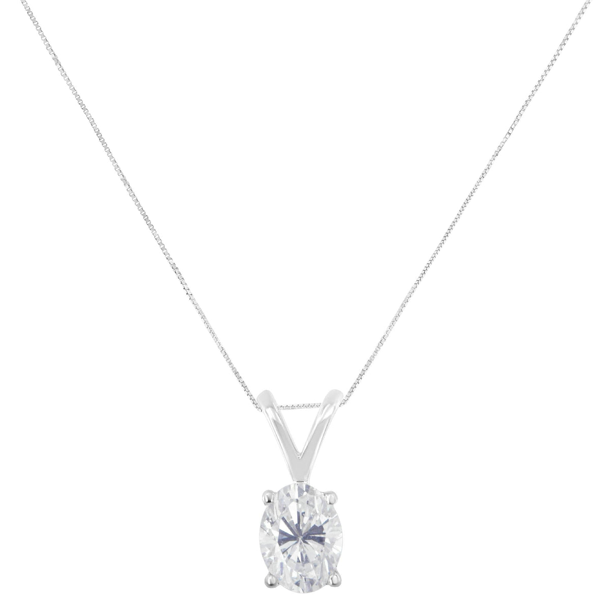 IGI Certified 10K White Gold 3/8 cttw Prong Set Diamond Oval Pendant Necklace (I-J Color, I1 Clarity) - Size 18"