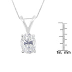 IGI Certified 10K White Gold 3/8 cttw Prong Set Diamond Oval Pendant Necklace (I-J Color, I1 Clarity) - Size 18"