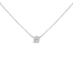 14K White Gold 1.00 Cttw Bezel Set Round Lab-Grown Diamond Solitaire 18" Pendant Necklace (F-G Color, VS1-VS2 Clarity)