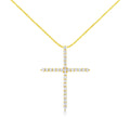 10K Yellow Gold Plated .925 Sterling Silver 3.0 Cttw Prong-Set Round Brilliant Cut Diamond Cross 18" Pendant Necklace (J-K Color, I1-I2 Clarity)