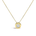 14K Yellow Gold 1 3/8 Cttw Bezel Set Round Champagne Diamond Solitaire 18" Pendant Necklace (Champagne Color, SI2-I1 Clarity)