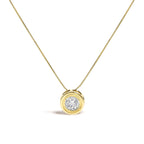 14K Yellow Gold 1 3/8 Cttw Bezel Set Round Champagne Diamond Solitaire 18" Pendant Necklace (Champagne Color, SI2-I1 Clarity)