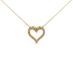 10K Yellow Gold Flashed .925 Sterling Silver 1/2 Cttw Champagne Diamond Miracle Plate Heart Pendant Necklace (K-L Color, I1-I2 Clarity) - 18"