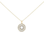 14K Yellow Gold Plated Sterling Silver 1 1/6 Cttw Diamond Sunburst Medallion Pendant Necklace