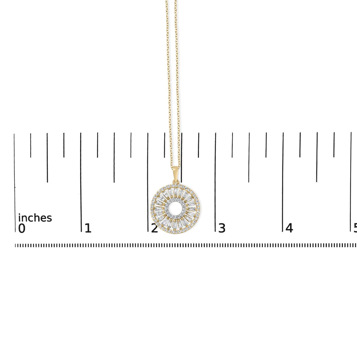 14K Yellow Gold Plated Sterling Silver 1 1/6 Cttw Diamond Sunburst Medallion Pendant Necklace