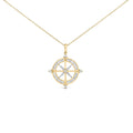 14K Yellow Gold Plated Sterling Silver 3/4 Cttw Diamond Compass Medallion Pendant Necklace