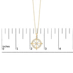 14K Yellow Gold Plated Sterling Silver 3/4 Cttw Diamond Compass Medallion Pendant Necklace