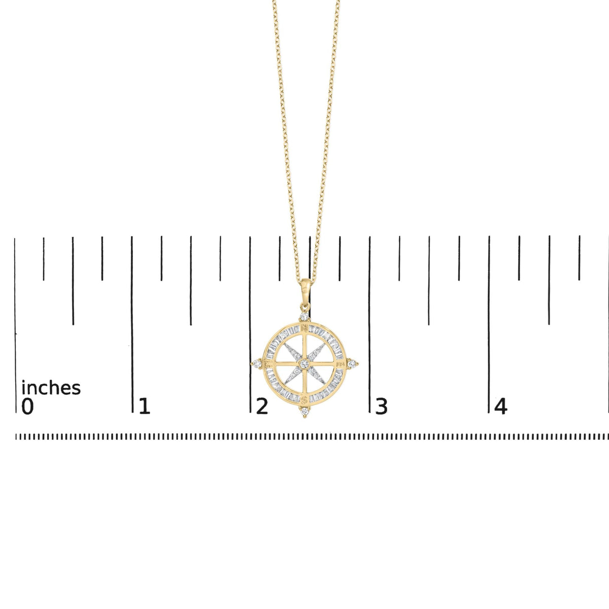 14K Yellow Gold Plated Sterling Silver 3/4 Cttw Diamond Compass Medallion Pendant Necklace