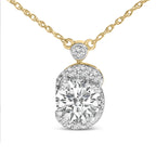 10K Yellow Gold Plated .925 Sterling Silver 1 1/2 Cttw Lab Grown Diamond Galaxy Halo Pendant Necklace