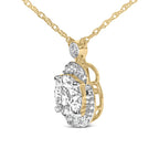 10K Yellow Gold Plated .925 Sterling Silver 1 1/2 Cttw Lab Grown Diamond Galaxy Halo Pendant Necklace