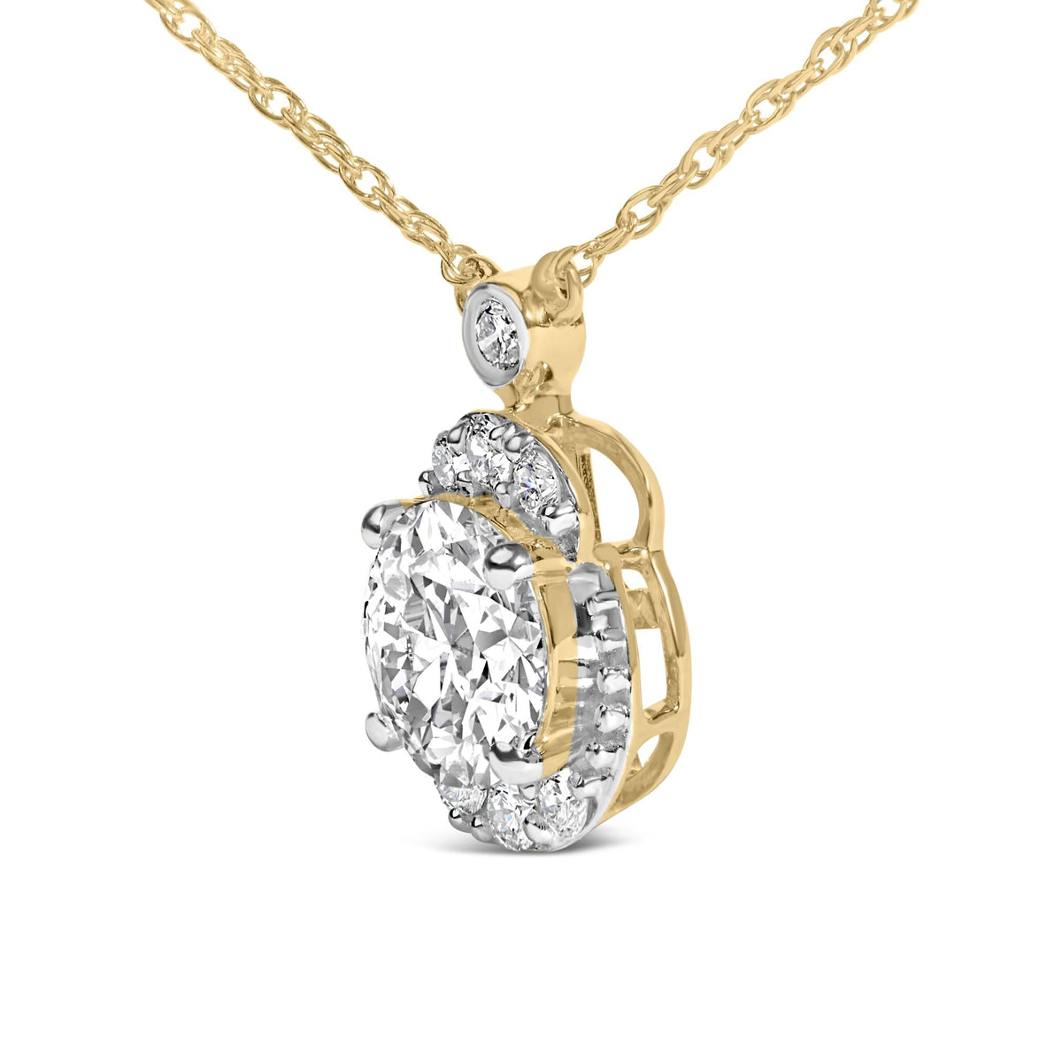 10K Yellow Gold Plated .925 Sterling Silver 1 1/2 Cttw Lab Grown Diamond Galaxy Halo Pendant Necklace